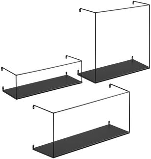 House Nordic Wandregal, Stahl, schwarz, 3er-Set