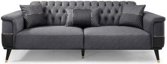 Casa Padrino Luxus Schlafsofa Grau / Schwarz / Gold 225 x 94 x H. 83 cm - Modernes Wohnzimmer Sofa - Wohnzimmer Möbel