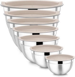 Homikit Edelstahl Rührschüssel Set 7er Stapelbar Luftdicht Deckel