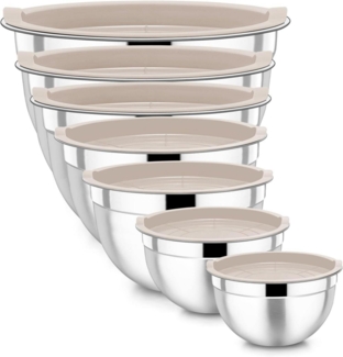 Homikit Edelstahl Rührschüssel Set 7er Stapelbar Luftdicht Deckel