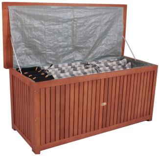 Spetebo Auflagenbox Akazien Holz WASHINGTON - 133 x 58 cm (Pack, 1 St, 1), Kissenbox mit Folien-Innentasche für gängige Gartenstuhl-Auflagen