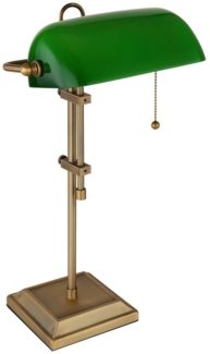 Bankerlampe Tischlampe, grün, messing, höhenverstellbar, H 56 cm