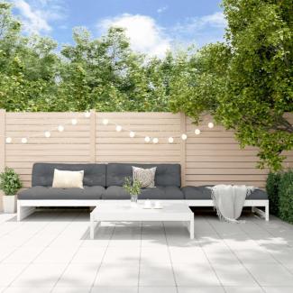 vidaXL 4-tlg. Garten-Lounge-Set mit Kissen Weiß Massivholz 3186110