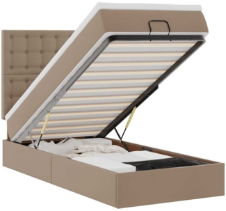 vidaXL Ottoman-Bett mit Matratze Cappuccino-Braun 90x200 cm Kunstleder 3312985