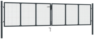 vidaXL Maschen-Gartentor verzinkter Stahl 400 x 75 cm Grau 145776