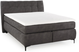 BOXSPRINGBETT 140x200 cm mit Bonell-Federkernmatratze H2 inkl. Topper, Bonell-Federkernpolsterung, Mikrofaser-Bezug in Dunkelgrau