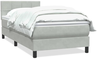 vidaXL Boxspringbett mit Matratze Hellgrau 80x220 cm Samt 3316233