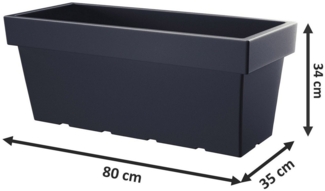 Spetebo Blumenkasten XXL Kunststoff Blumenkasten anthrazit 80 x 35 cm (Packung, 1 tlg), Pflanz Blumen Kübel