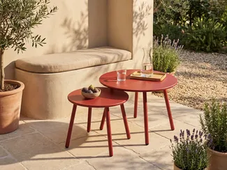 Vente-unique - MIRMANDE Gartensitzgruppe Metall Rot - B 60 cm x H 34 cm x L 60 cm