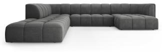 Micadoni Modulares Panorama Ecksofa Serena 7-Sitzer Strukturierter Stoff, Dunkelgrau