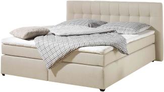 Maintal Boxspringbett Jeremy, 100 x 200 cm, Strukturstoff, 7-Zonen-Kaltschaum Matratze H3, creme