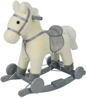 Chipolino Schaukelpferd Sound, mit Räder, sattelförmiger Sitz, Holzgriffe Plüsch beige