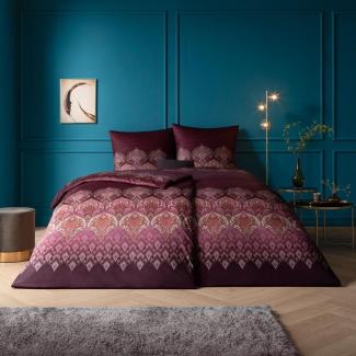 Estella Mako Interlock Jersey Bettwäsche Sophia aubergine|160x210 cm + 65x100 cm