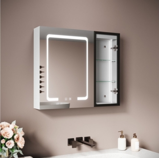 SONNI Spiegelschrank Badezimmerspiegelschrank, Spiegelschrank Badezimmer mit LED-Spiegel mit Beleuchtung, Anti-Beschlag & Steckdose, Licht in 3 Farbtemperaturen