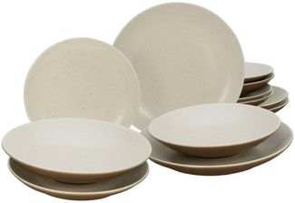 CreaTable 33072 Tafelservice Sand Dunes für 4 Personen, Steinzeug, sand (1 Set, 12-teilig)