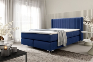 Boxspringbett Schlafzimmerbett AGNUS 180x200 cm in Stoff Salvador Blau