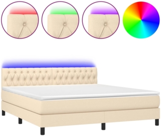 vidaXL Boxspringbett mit Matratze & LED Creme 180x200 cm Stoff 3133418