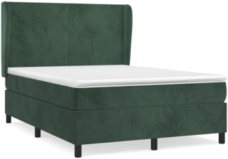 vidaXL Boxspringbett mit Matratze Dunkelgrün 140x200 cm Samt 3129096