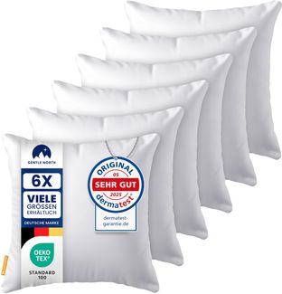 Gentle North Kopfkissen (45x45 cm groß) - 6er Set Kissen für Bett und als Dekokissen - Mit Reißverschluss für Füllung - Sofakissen - Zierkissen für Couch und Sofa - Ökotex - Waschbar bis 60° - Weiß