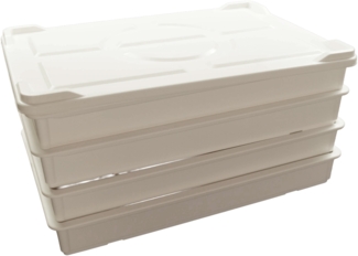 4 Teig- und Pizzaballenbehälter 60x40 x7,5 cm in Weiß Inkl. 1 Deckel