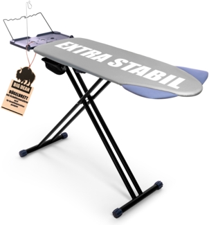 BigDean Bügelbrett XXL (120x45 cm Bügelfläche) inkl. ausklappbarer Schulterpassform - Stabiler Bügeltisch für Dampfbügelstationen und Bügeleisen - Ironing Board - höhenverstellbar