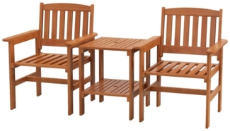 COSTWAY Balkonset, 3er Set, mit Schirmloch, für 2 Personen, Massivholz