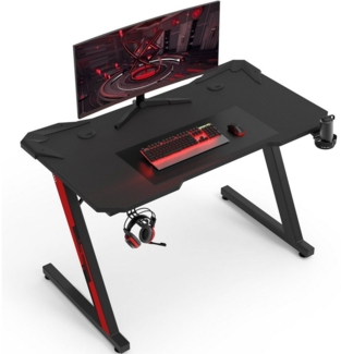 HOMALL Gamingtisch Gaming Tisch Computertisch Schreibtisch 120 x 60 cm, Z-Frame (Gamer Tisch,Schreibtisch,Ergonomischer PC-Schreibtisch mit Kopfhörerhaken,PC Tisch,1-St)