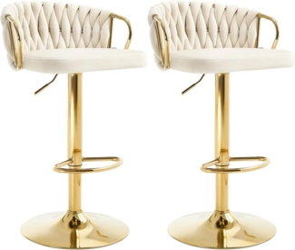 Woltu Barhocker (2 St), Samtstuhl mit Metallrahmen, höhenverstellbar, 360° Drehbar