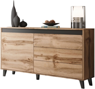 Kommode Kaspro (Farbe: Wotan Eiche + Anthrazit)