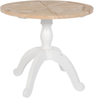 CLP Esstisch Roswell Ø 90 cm Shabby Chic runde Tischplatte aus massivem Ulmenholz,natura/weiß