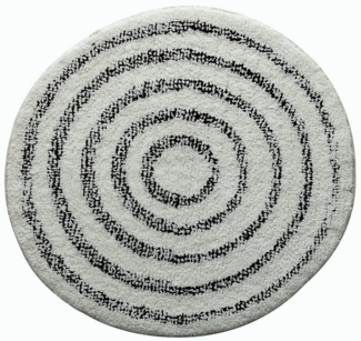 Spirella Badteppich Badematte Duschvorleger Baumwolle Hochflor | flauschig | rutschhemmend | geeignet für Fußbodenheizung | 60 cm Rund | Weiß