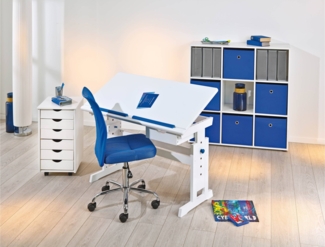 Kinderschreibtisch BARU mit Rollcontainer SIMON und Stuhl Bonnie blau