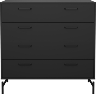 Calicosy 'BORA' Kommode mit 4 Schubladen in mattem Schwarz und Metallbeinen, Höhe 95,8 cm - Schwarz