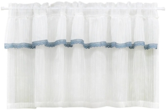 Delien Scheibengardine (1 St), Stangendurchzug, transparent, Landhaus Leinenoptik, Voile Kaffee Küchengardine