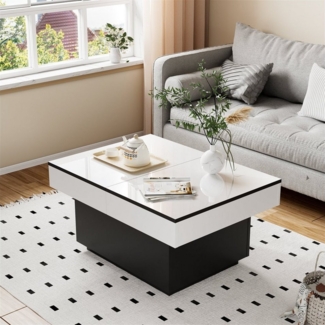 TWSOUL Couchtisch Wohnzimmertisch mit 2 Stauräume, Beistelltisch, Sofatisch