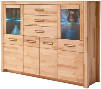 Highboard >Leduc< in Kernbuche aus Metall - 163x122x40cm (BxHxT)