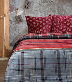 Visaggio Bettwäsche Winter Teddy Plüsch Bettbezug flauschig warm, Fleece, 2 teilig, Flauschig warmes Cashmere Touch, gestreift