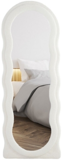 HOMCOM Standspiegel mit Wellendesign, Bruchsichere Glas (Ganzkörperspiegel, 1-St, gewölbter Wandspiegel), 160 x 60 cm, für Wohnzimmer, Schlafzimmer, Flur, Weiß