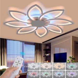 oyajia LED Deckenleuchte 52W/90W Deckenlampe RGB Farbwechsel Lamp, Dimmbare mit Fernbedienung, LED fest integriert, Warmweiß, Naturweiß, Kaltweiß, RGB, Blumenform Deckenleuchte für Wohnzimmer Schlafzimmer Kinderzimmer