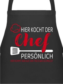 Shirtracer Kochschürze Hier kocht der Chef persönlich I Geschenk Männer Lustig Küche I Koch I, (1-tlg), Kochschürze Herren Männer