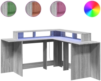 vidaXL LED-Schreibtisch Grau Sonoma 152x152x91 cm Holzwerkstoff 3309461