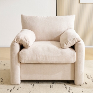 REDOM Sessel ergonomische Polsterung, Massivholzrahme (dekorativer Stuhl, Einzelsofa, Freizeitstuhl, 1-St, 96*82*84cm), Halbfixiertes Kissen