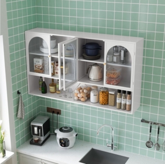 TavilaEcon Wandhängeschrank 120 cm großer Wandschrank aus Glas mit vier Türen, 1-tlg, geeignet für Küche, Wohnzimmer, Badezimmer