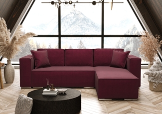 AX LIVING Bordeaux Ecksofa mit Schlaffunktion L-Form Vinoria 255 cm Rechts