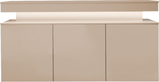 Kommode Glossa Bis 3D 160 (Farbe: Wüstensand, mit weißer LED-Beleuchtung)