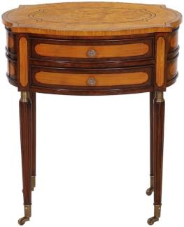 Casa Padrino Luxus Jugendstil Nachtkommode Hellbraun / Dunkelbraun - Eleganter Massivholz Nachttisch mit 2 Schubladen und Rollen - Barock & Jugendstil Schlafzimmer Möbel