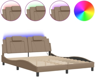 vidaXL Bettgestell "Viana" mit LED ohne Matratze Cappuccino-Braun 160x200 cm Kunstleder 3214033
