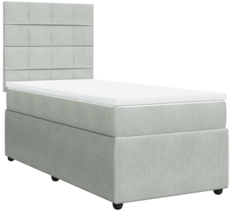 vidaXL Boxspringbett mit Matratze Hellgrau 90x200 cm Samt 3292238