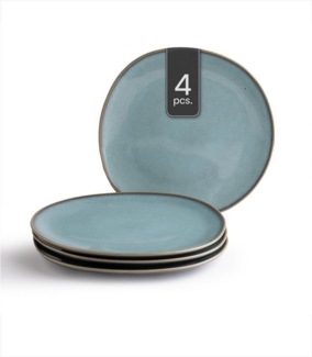 Villeroy & Boch Speiseteller LAVE, Ø 28 cm, Blau, Grün, Steingut, (4 St), mit Reaktivglasur, Spülmaschinenfest