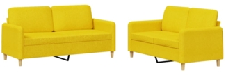 vidaXL 2-tlg. Sofagarnitur mit Kissen Hellgelb Stoff 3202091